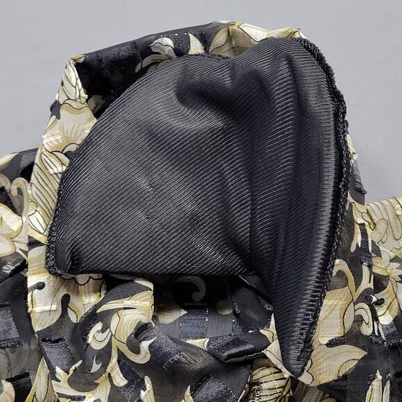 Expose Black Gold Shirt Preppy Floral Long Sleeves Button Up Womens Size L Top - Picture 8 of 10